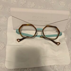 F.O.M Geometric Glasses with Tortoise and Aqua Frame